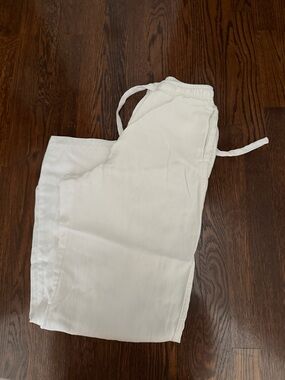 Zara White Boot Cut Linen-Blend Pants